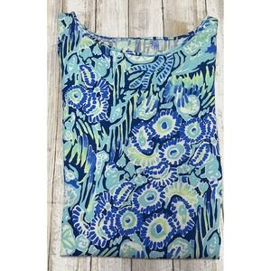 Lilly‎ Pulitzer Marlowe Dress Women's Small S Blue Green Floral 3/4 Sleeve